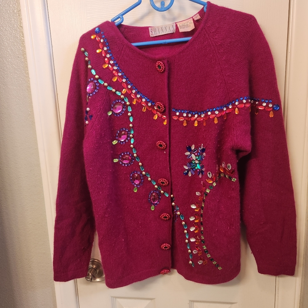 Vintage shannan lambwool and angora rabbit sweater size L
